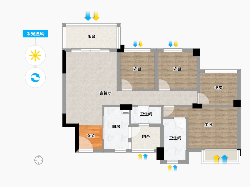 四川省-成都市-正坤悦澜庭-81.28-户型库-采光通风