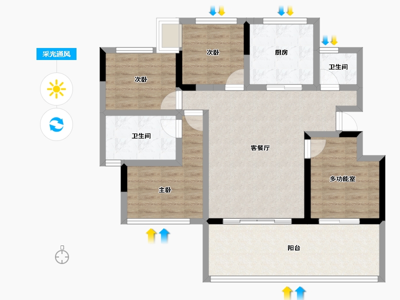 贵州省-遵义市-金科集美翰林府-90.87-户型库-采光通风