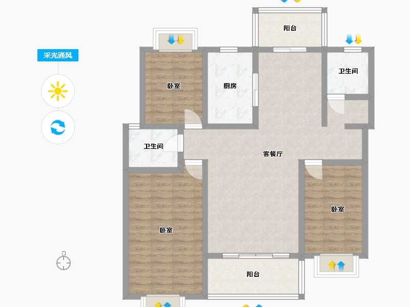 贵州省-安顺市-时鼎绿洲-103.83-户型库-采光通风