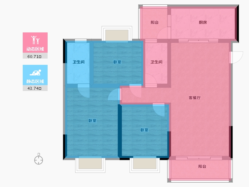 贵州省-安顺市-时鼎绿洲-92.75-户型库-动静分区