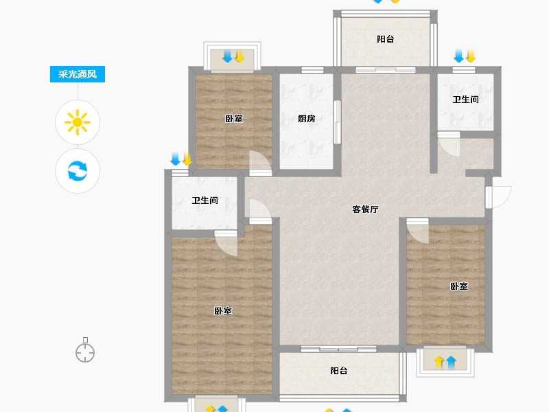 贵州省-安顺市-时鼎绿洲-111.37-户型库-采光通风