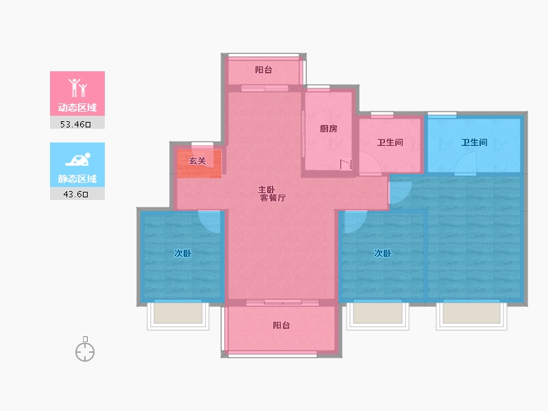 四川省-成都市-青白江万达-86.58-户型库-动静分区