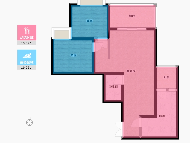 贵州省-安顺市-宝捷地产黔中1号-66.47-户型库-动静分区