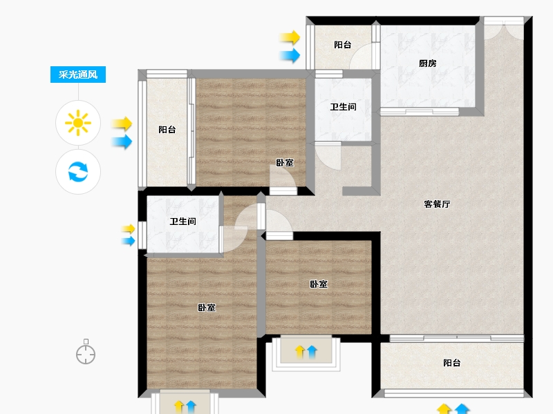 贵州省-安顺市-宝捷地产黔中1号-98.78-户型库-采光通风