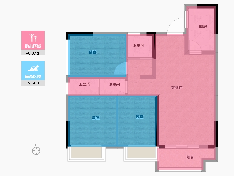 贵州省-安顺市-安顺万达广场-69.51-户型库-动静分区