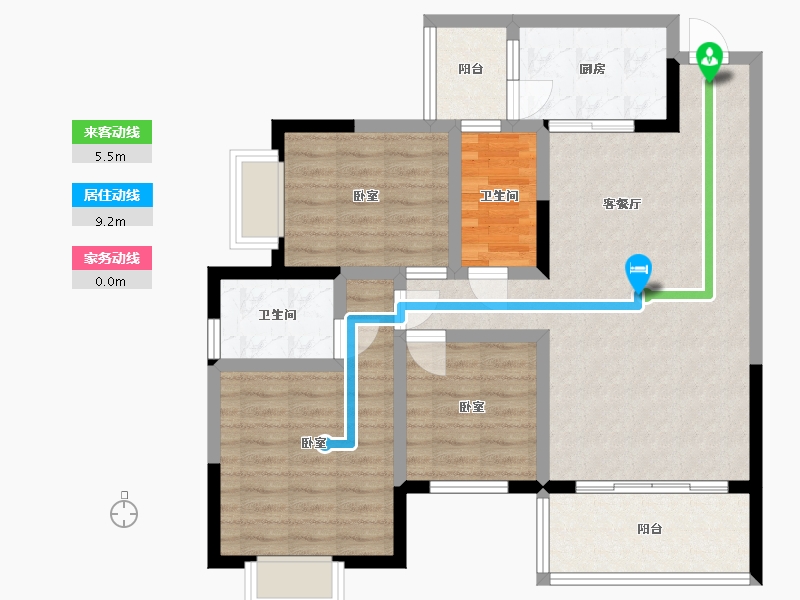 贵州省-安顺市-时鼎绿洲-88.32-户型库-动静线