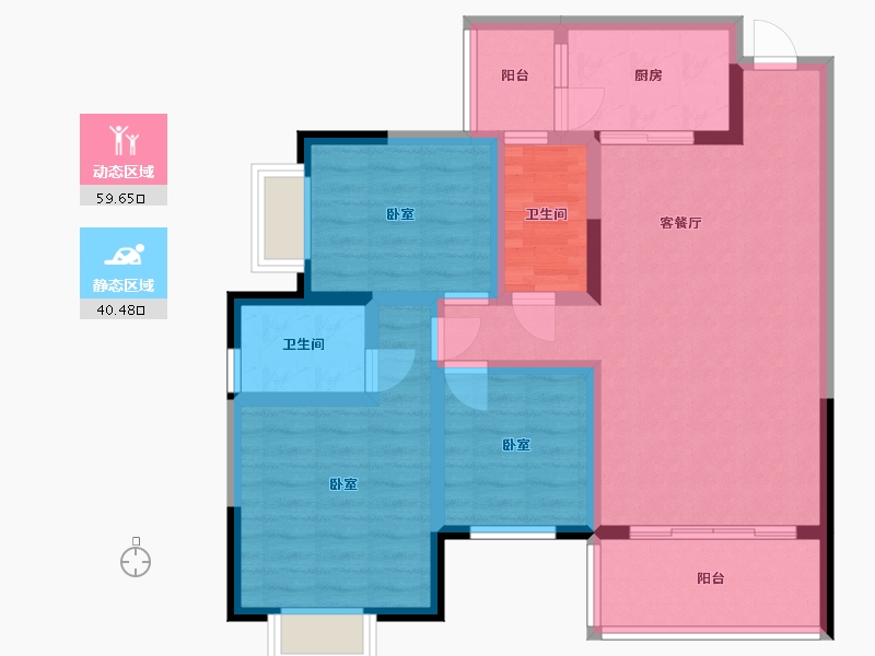 贵州省-安顺市-时鼎绿洲-88.32-户型库-动静分区