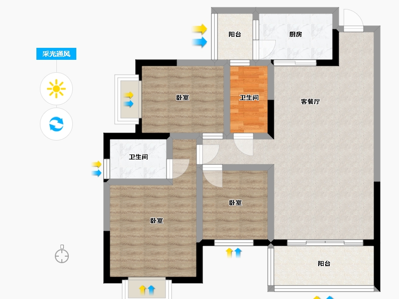 贵州省-安顺市-时鼎绿洲-88.32-户型库-采光通风