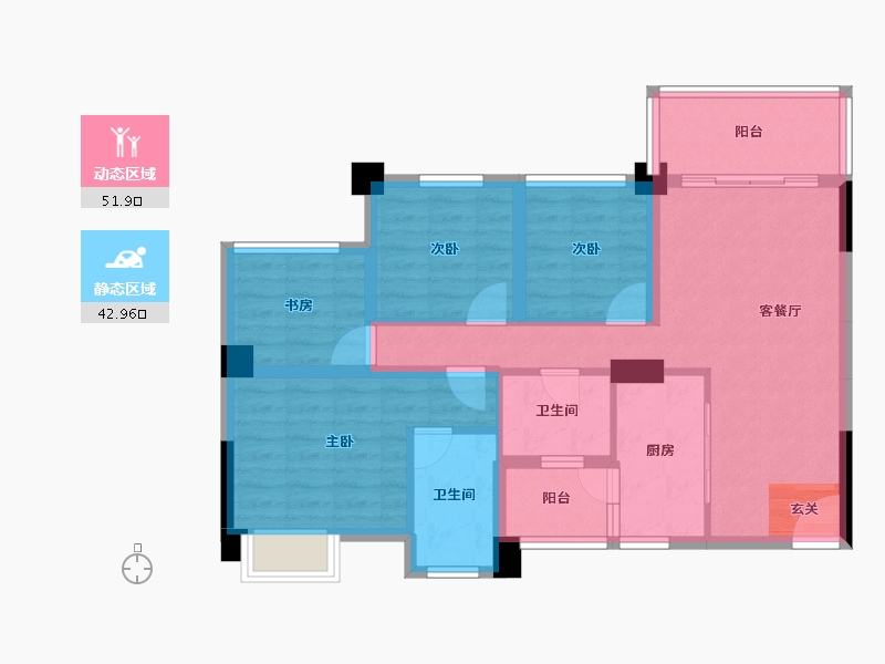 四川省-成都市-正坤悦澜庭-83.34-户型库-动静分区