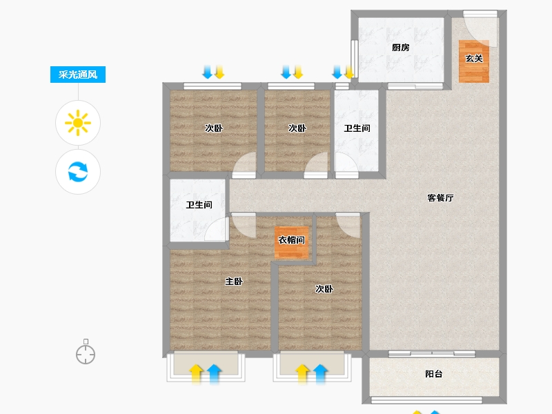 河北省-石家庄市-辛集碧桂园天玺-118.00-户型库-采光通风