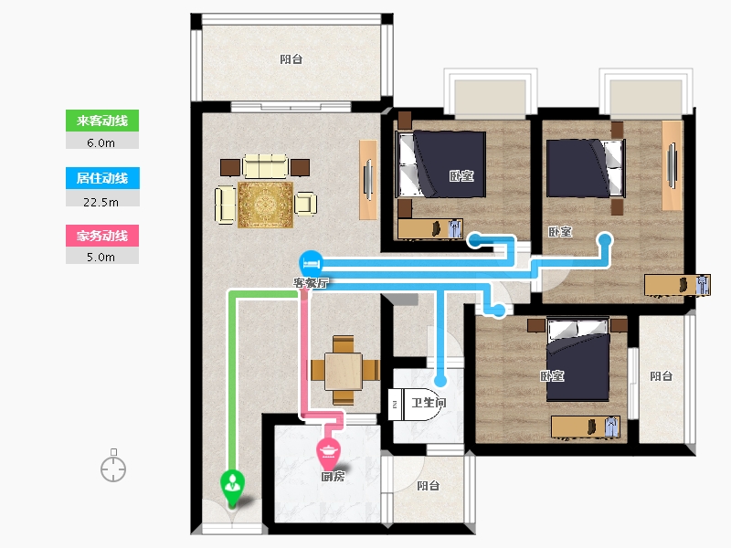 贵州省-安顺市-宝捷地产黔中1号-81.35-户型库-动静线