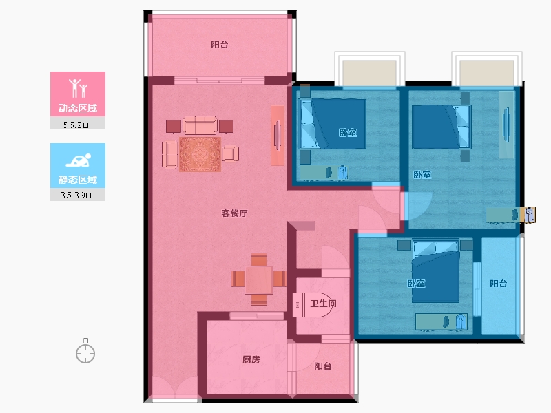 贵州省-安顺市-宝捷地产黔中1号-81.35-户型库-动静分区