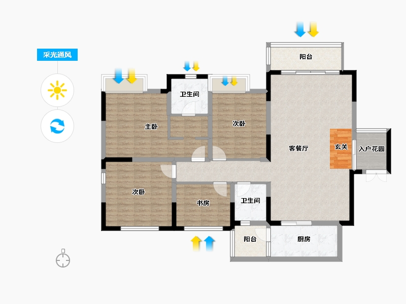 贵州省-铜仁市-虹祥·锦江壹品-131.74-户型库-采光通风