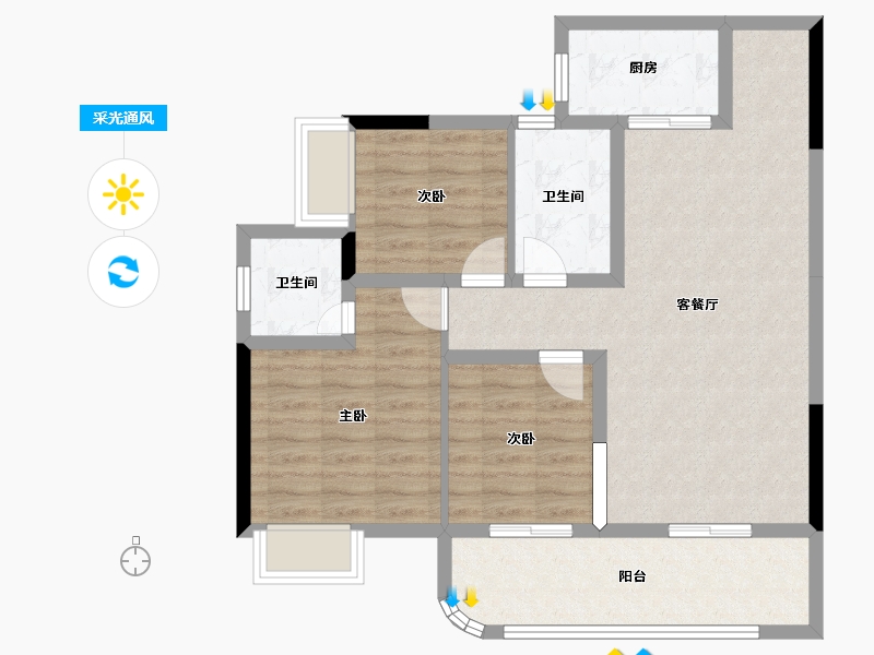 贵州省-遵义市-彩阳澜柏湾-82.23-户型库-采光通风