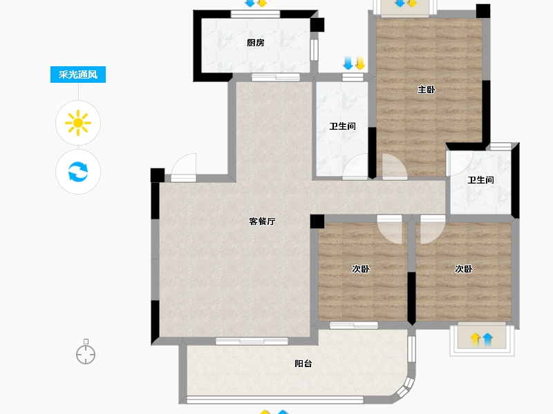 贵州省-遵义市-彩阳澜柏湾-95.54-户型库-采光通风