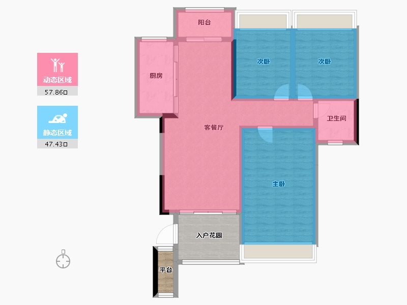 贵州省-遵义市-东都金麟府-104.73-户型库-动静分区