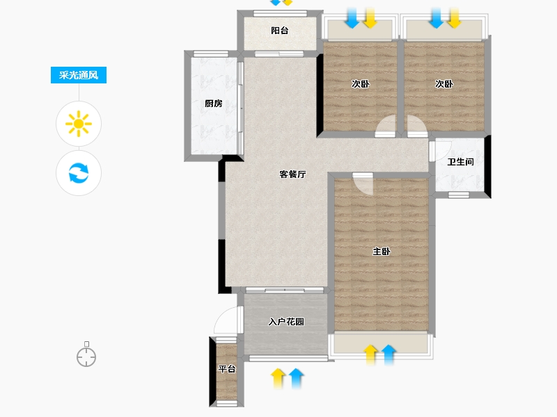 贵州省-遵义市-东都金麟府-104.73-户型库-采光通风