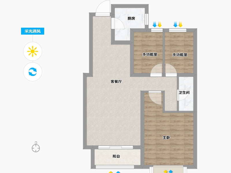 河北省-石家庄市-天山依澜-64.79-户型库-采光通风