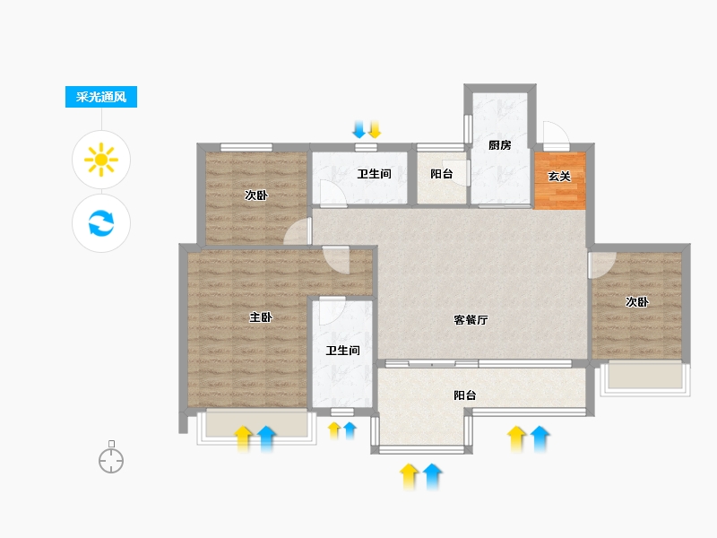 四川省-成都市-蓝光长岛城-96.62-户型库-采光通风