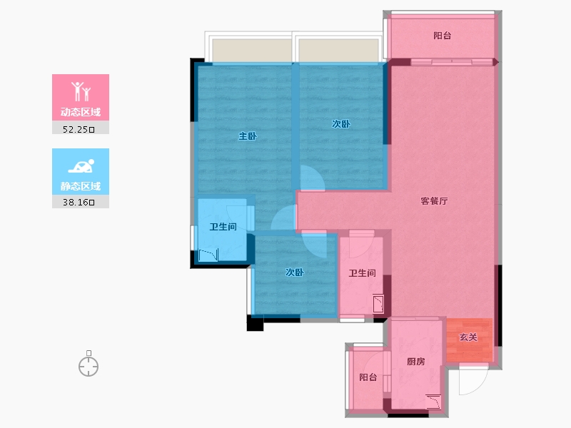 四川省-成都市-蓝光长岛城-79.70-户型库-动静分区