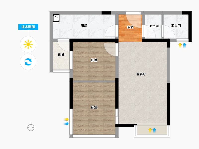 四川省-成都市-泛悦城市广场-50.70-户型库-采光通风