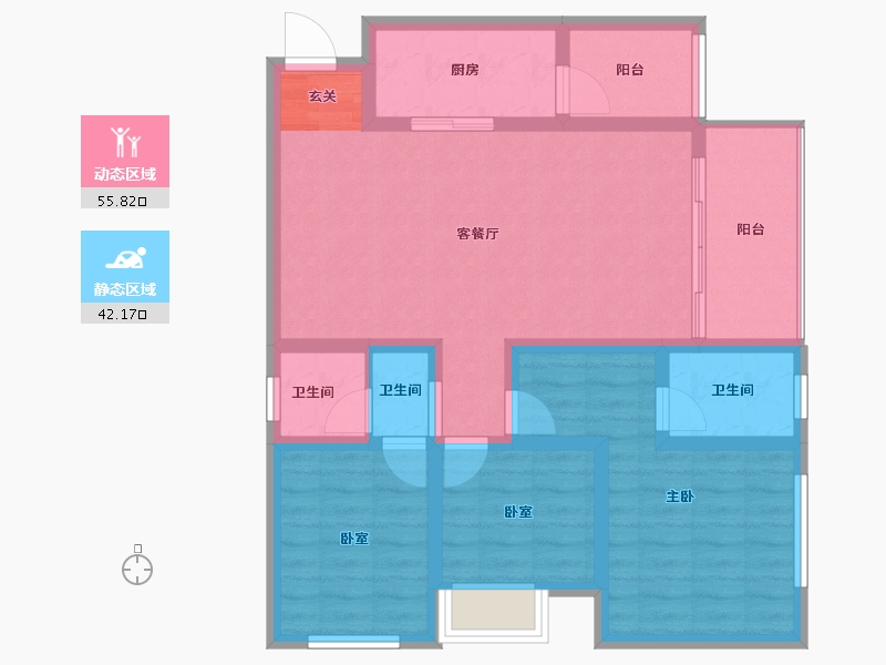 贵州省-毕节市-金凤大厦-86.62-户型库-动静分区