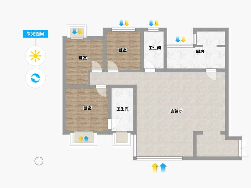 四川省-成都市-鹭湖宫17区全景舱-92.00-户型库-采光通风