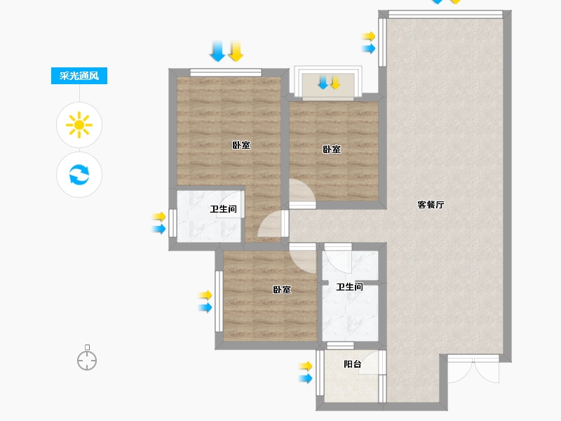 四川省-成都市-鹭湖宫17区全景舱-84.00-户型库-采光通风