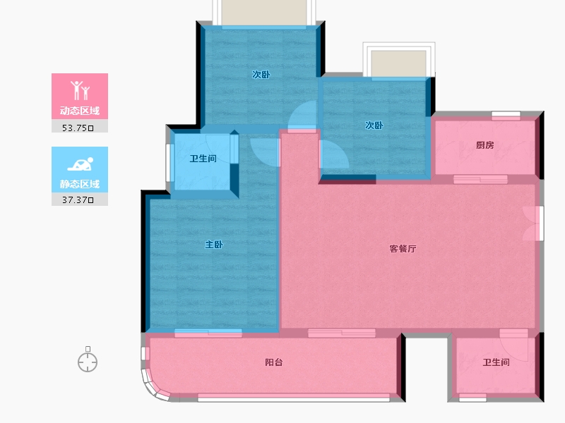 贵州省-遵义市-彩阳澜柏湾-81.59-户型库-动静分区