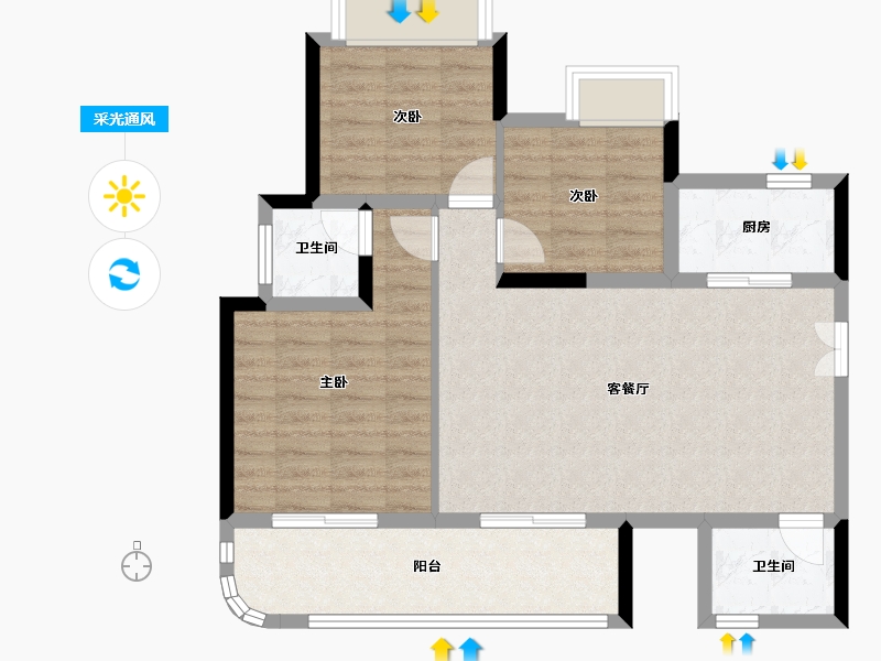 贵州省-遵义市-彩阳澜柏湾-81.59-户型库-采光通风