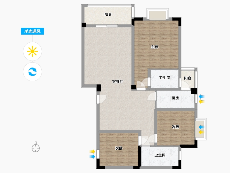 贵州省-贵阳市-息烽1号-108.24-户型库-采光通风