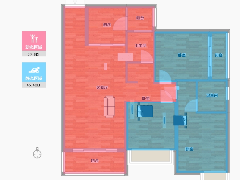 贵州省-安顺市-宝捷地产黔中1号-93.10-户型库-动静分区