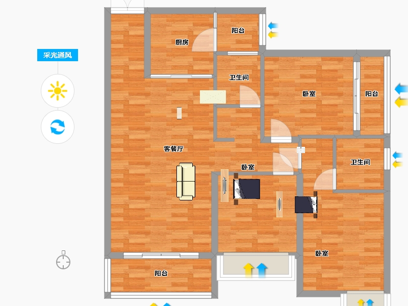 贵州省-安顺市-宝捷地产黔中1号-93.10-户型库-采光通风