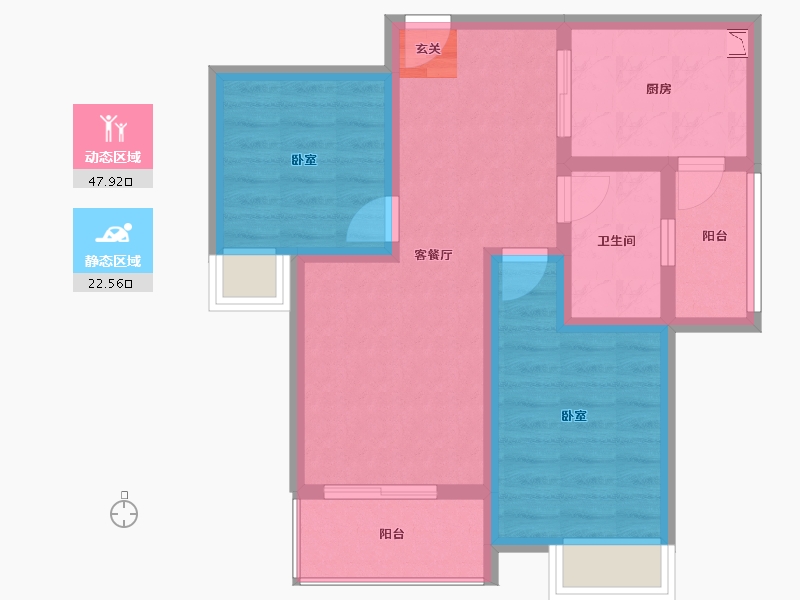 贵州省-毕节市-金凤大厦-61.65-户型库-动静分区