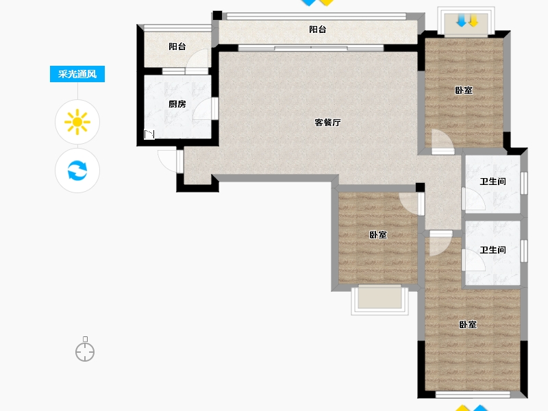 四川省-成都市-宇顺花与城-95.05-户型库-采光通风