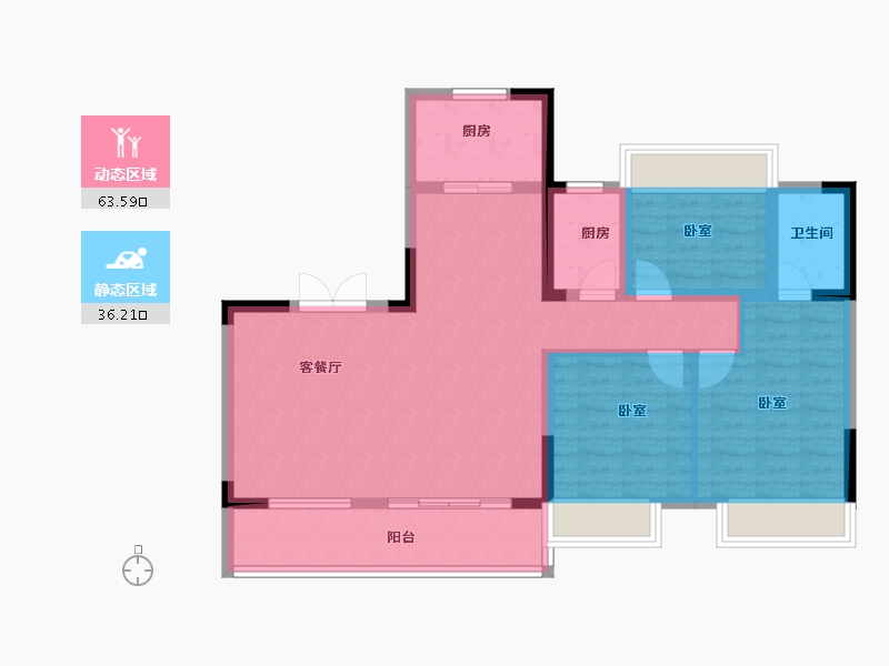 贵州省-安顺市-安顺万达广场-89.73-户型库-动静分区