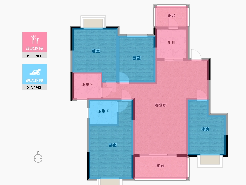 贵州省-安顺市-时鼎绿洲-105.50-户型库-动静分区