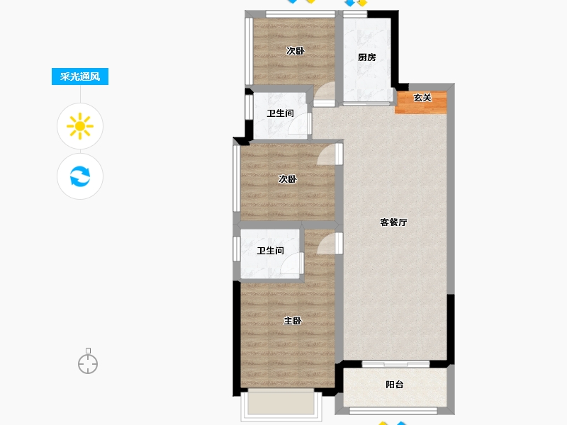 广西壮族自治区-柳州市-中梁百悦首府-71.16-户型库-采光通风