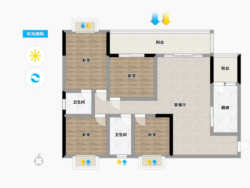 贵州省-安顺市-时鼎绿洲-106.00-户型库-采光通风