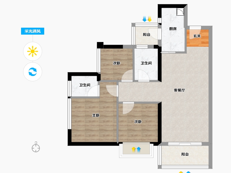 四川省-成都市-青白江万达-67.94-户型库-采光通风