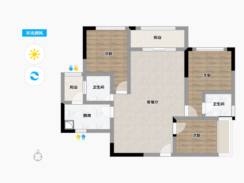 贵州省-遵义市-思乐为置地广场-77.70-户型库-采光通风