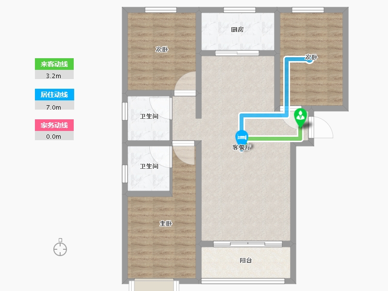 河北省-石家庄市-真实桃园里-90.15-户型库-动静线