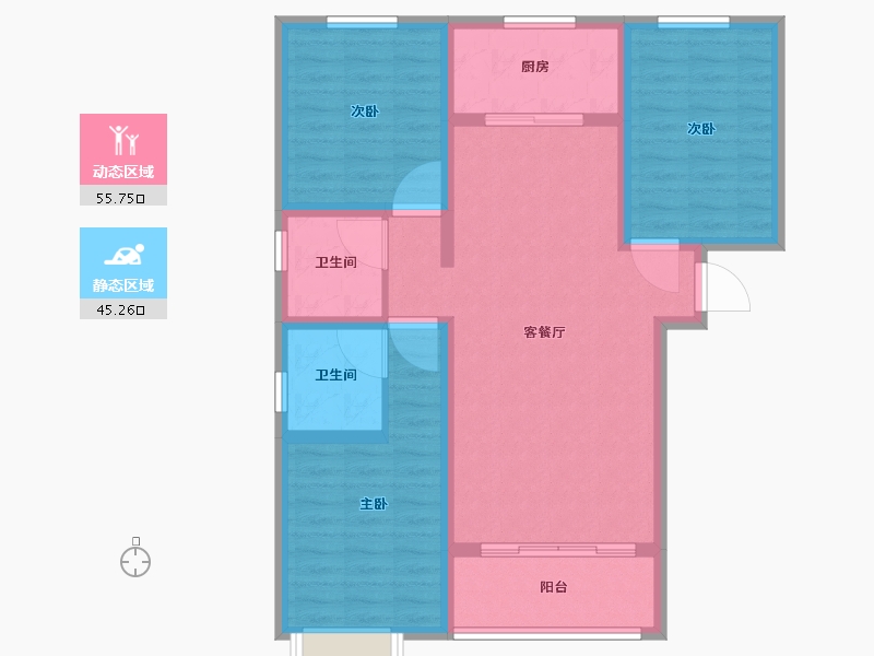 河北省-石家庄市-真实桃园里-90.15-户型库-动静分区