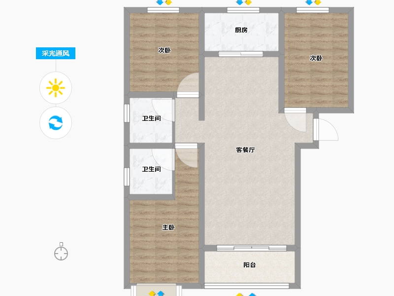 河北省-石家庄市-真实桃园里-90.15-户型库-采光通风