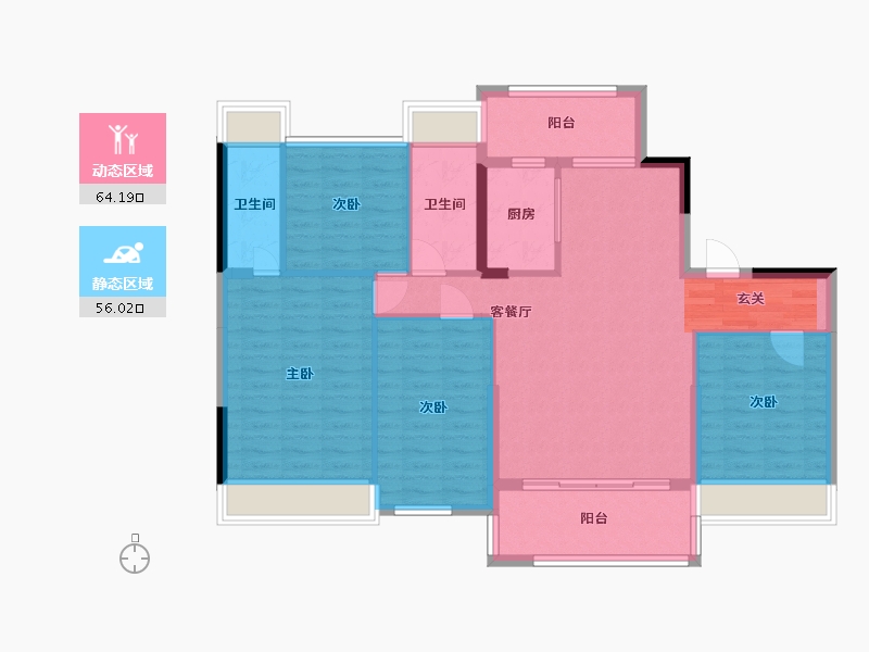 贵州省-贵阳市-碧桂园西南上城-108.72-户型库-动静分区