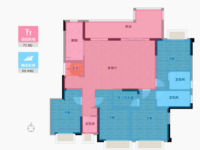 四川省-成都市-蓝光观岭·雍锦半岛-128.06-户型库-动静分区