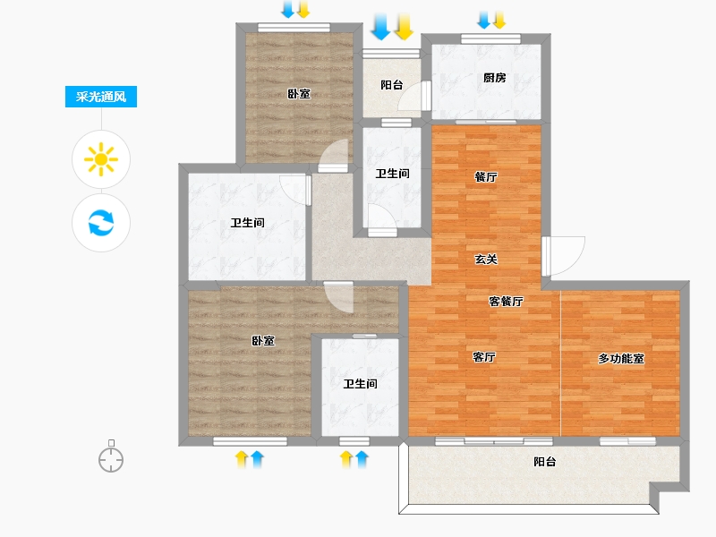 四川省-成都市-隆腾凌云府-111.54-户型库-采光通风