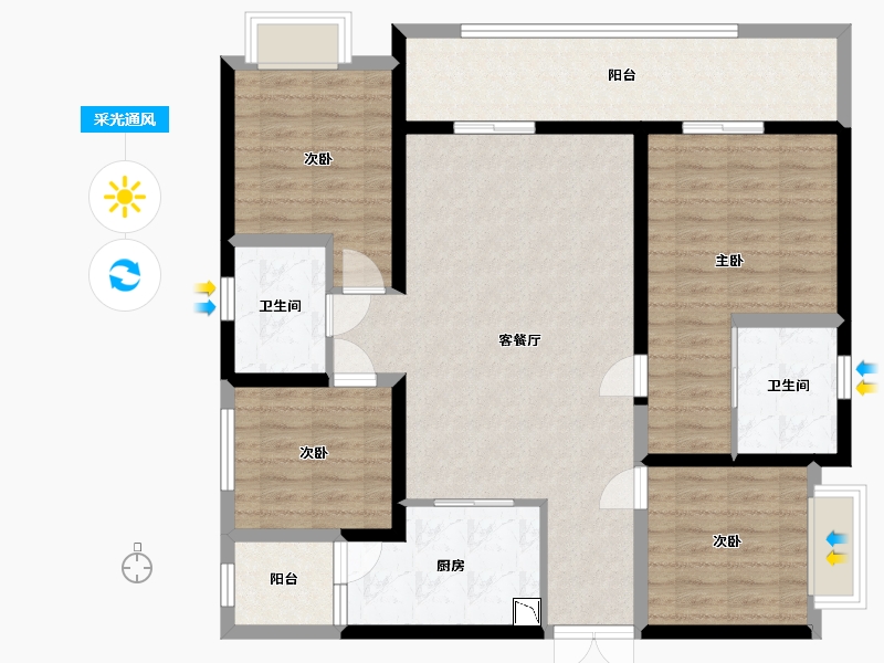 四川省-宜宾市-华侨城三江口CBD-111.22-户型库-采光通风