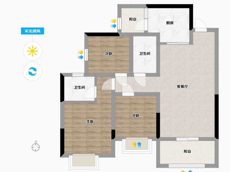 四川省-成都市-天立世纪华府-77.21-户型库-采光通风