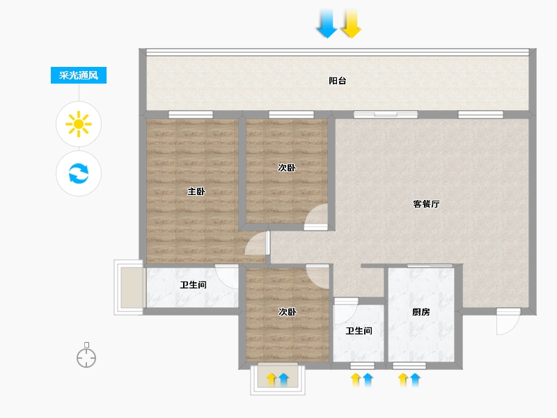 贵州省-遵义市-学堂郡四季花园-111.08-户型库-采光通风